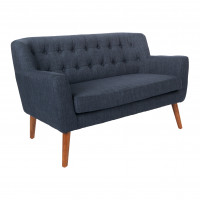 OSP Home Furnishings MLL52-M19 Mill Lane Loveseat in Navy Fabric with Coffee Legs